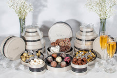 Swerseys 6 Tier Chocolate Tower & Sparkling Cider Silver Gift Towers 